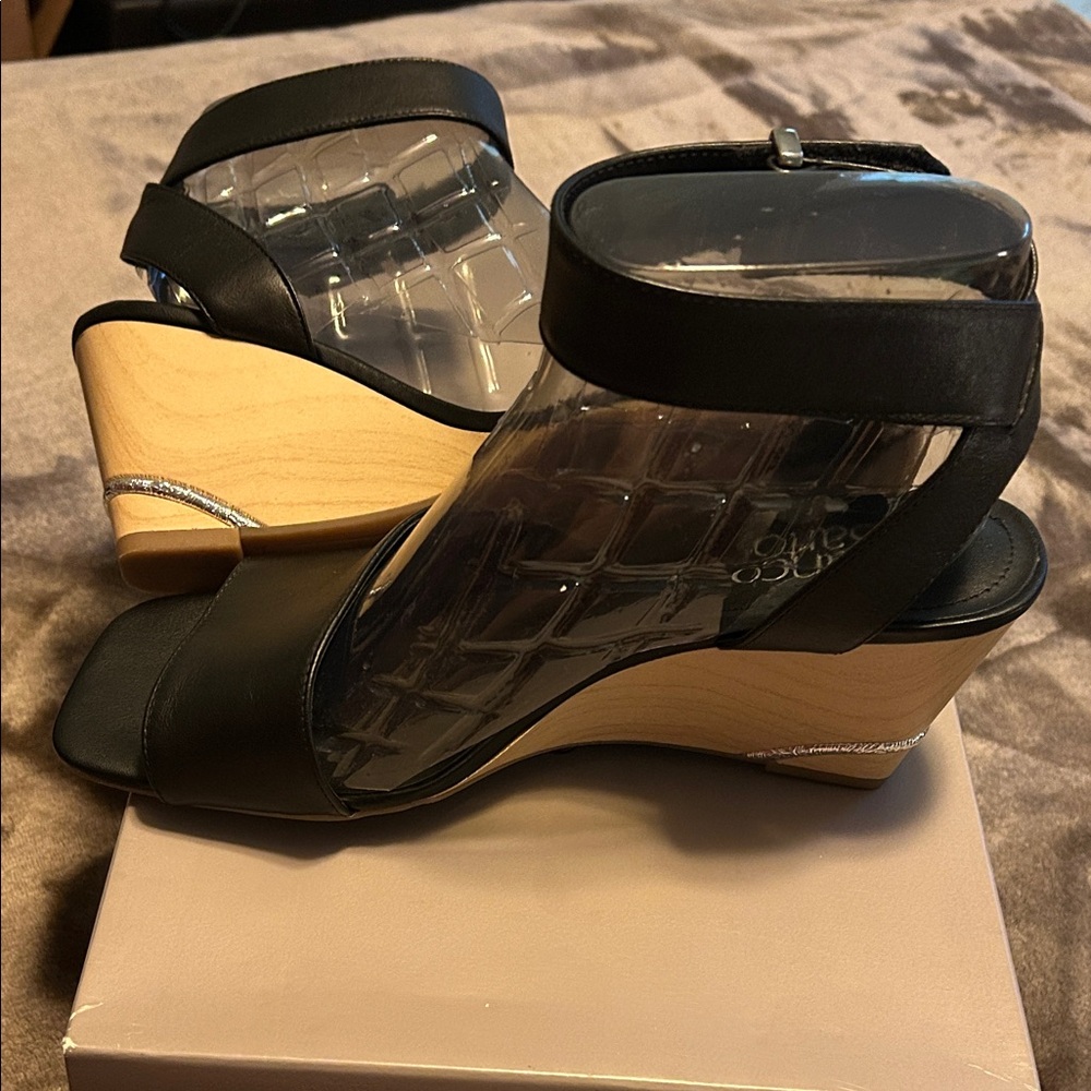 Franco Sarto Black Ankle Strap Heels